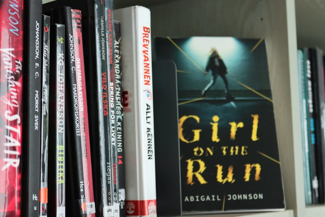 detective novels on shelf