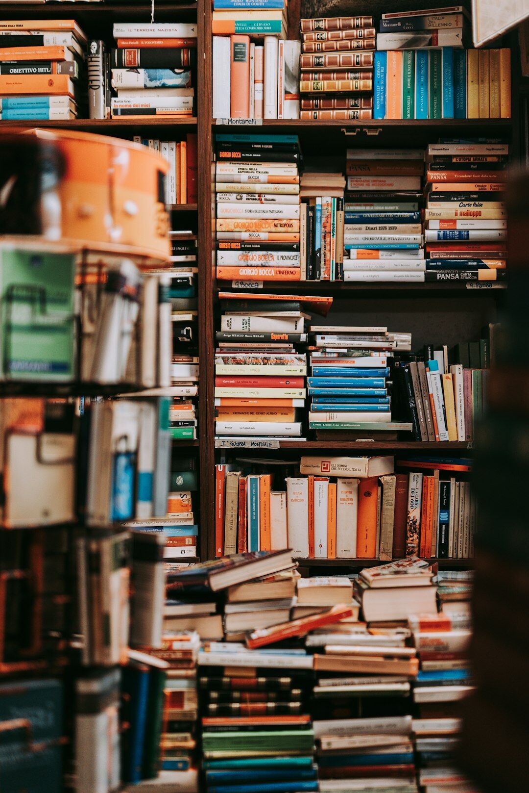 bookshelf full of novels