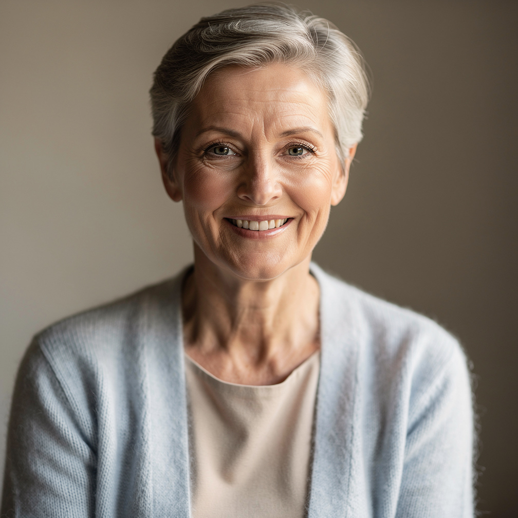 Casual portrait of a smiling older Dutch woman in her sixties